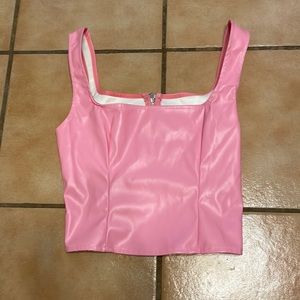 Faux leather Pink Tank/Crop